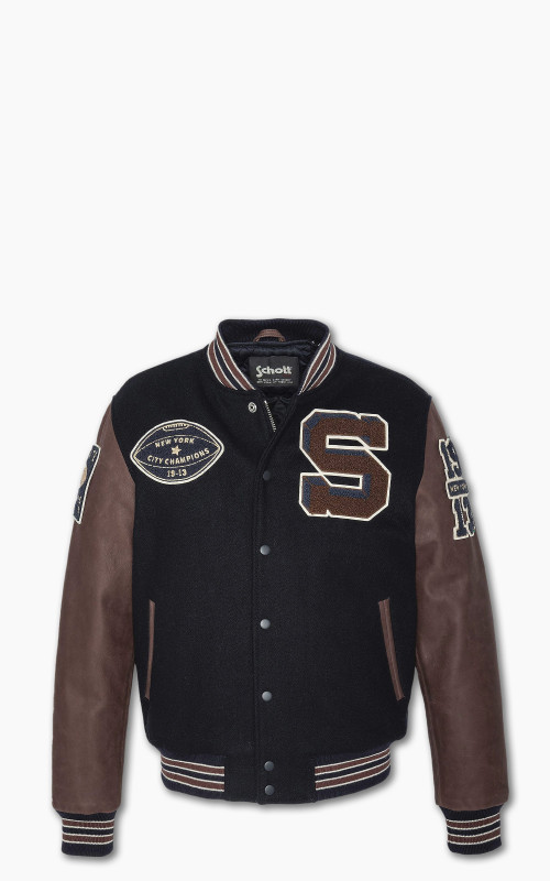 Schott NYC Varsity Jacket LCTEDDYBD2 Navy/Cordovan