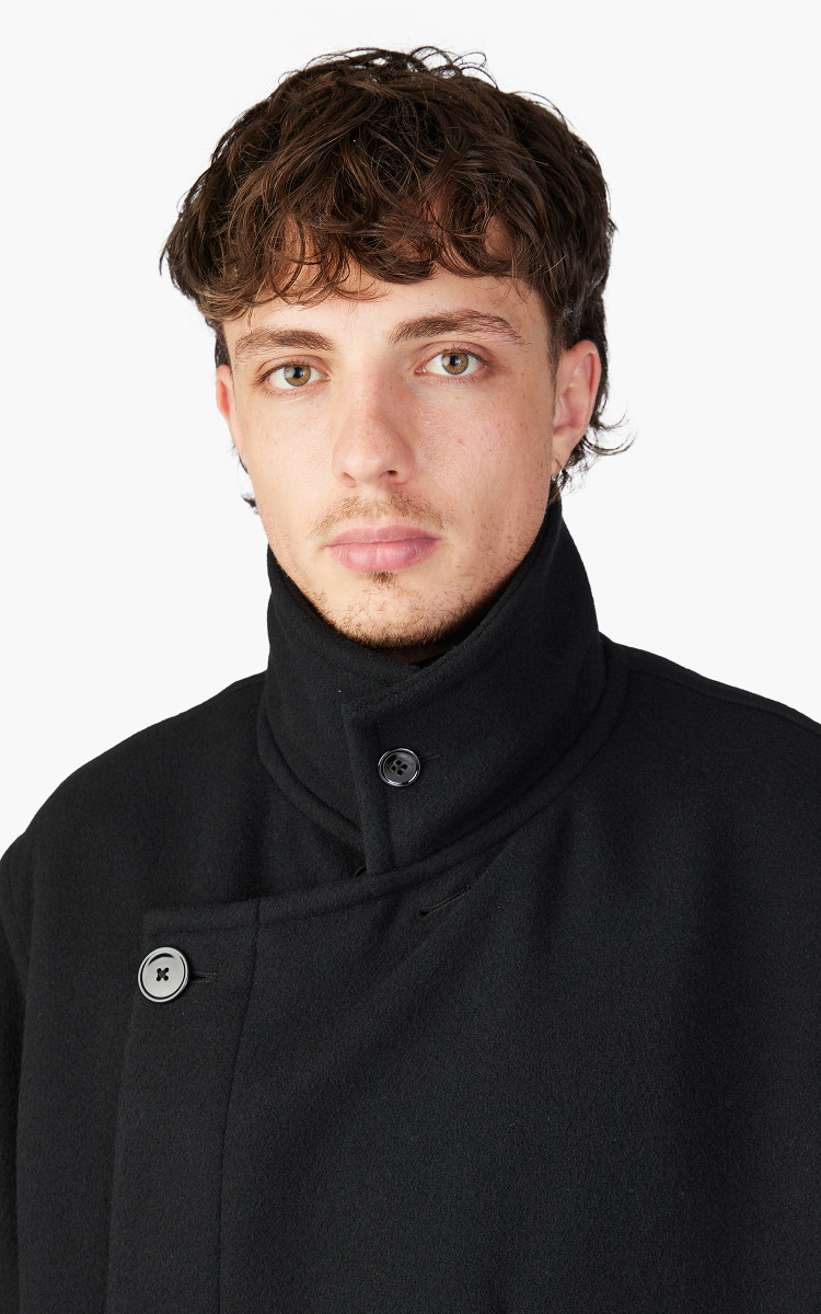 Lemaire Wrap Coat Wool Black | Cultizm