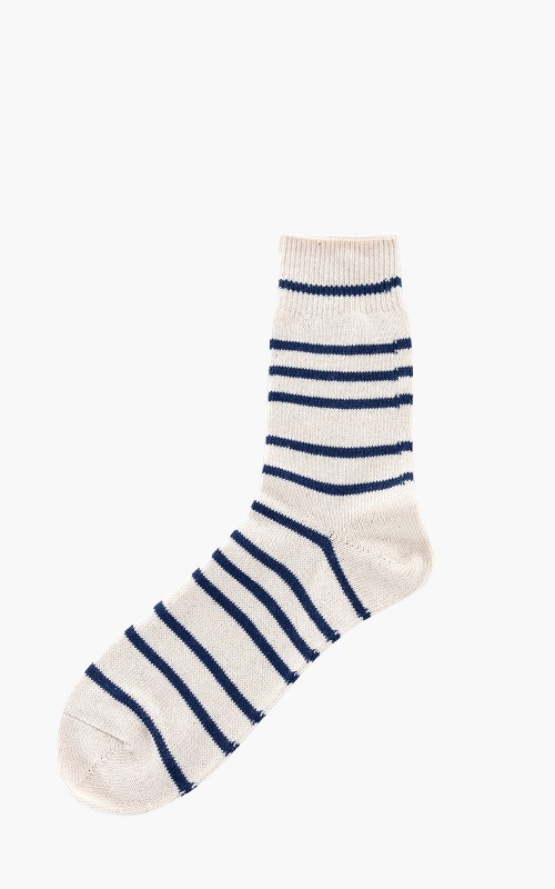 Anonymous Ism Socks Re Cotton Stripe 3Q Nature/Navy