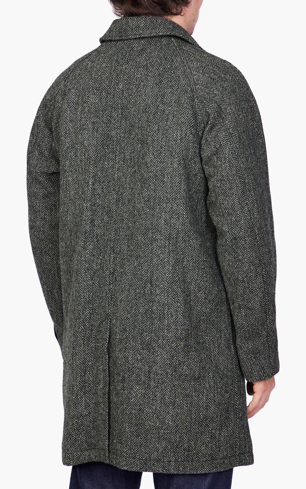Beams Plus Harris Tweed Baru Color Coat Grey Herringbone
