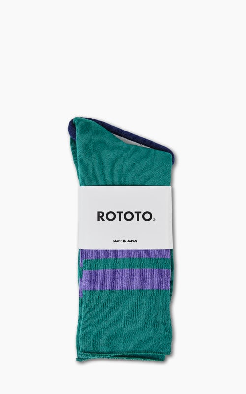 RoToTo R1399 Fine Pile Striped Socks Green/Purple