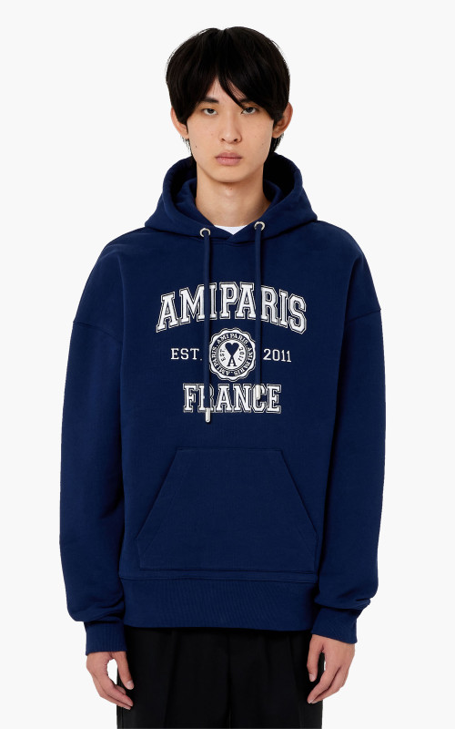 AMI Paris France Hoodie Nautic Blue