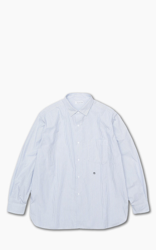 Nanamica Regular Collar Stripe Wind Shirt Sax