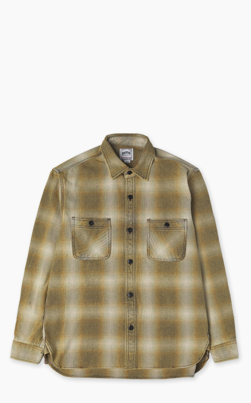 Houston Vintage Ombre Check Viyella Shirt Khaki