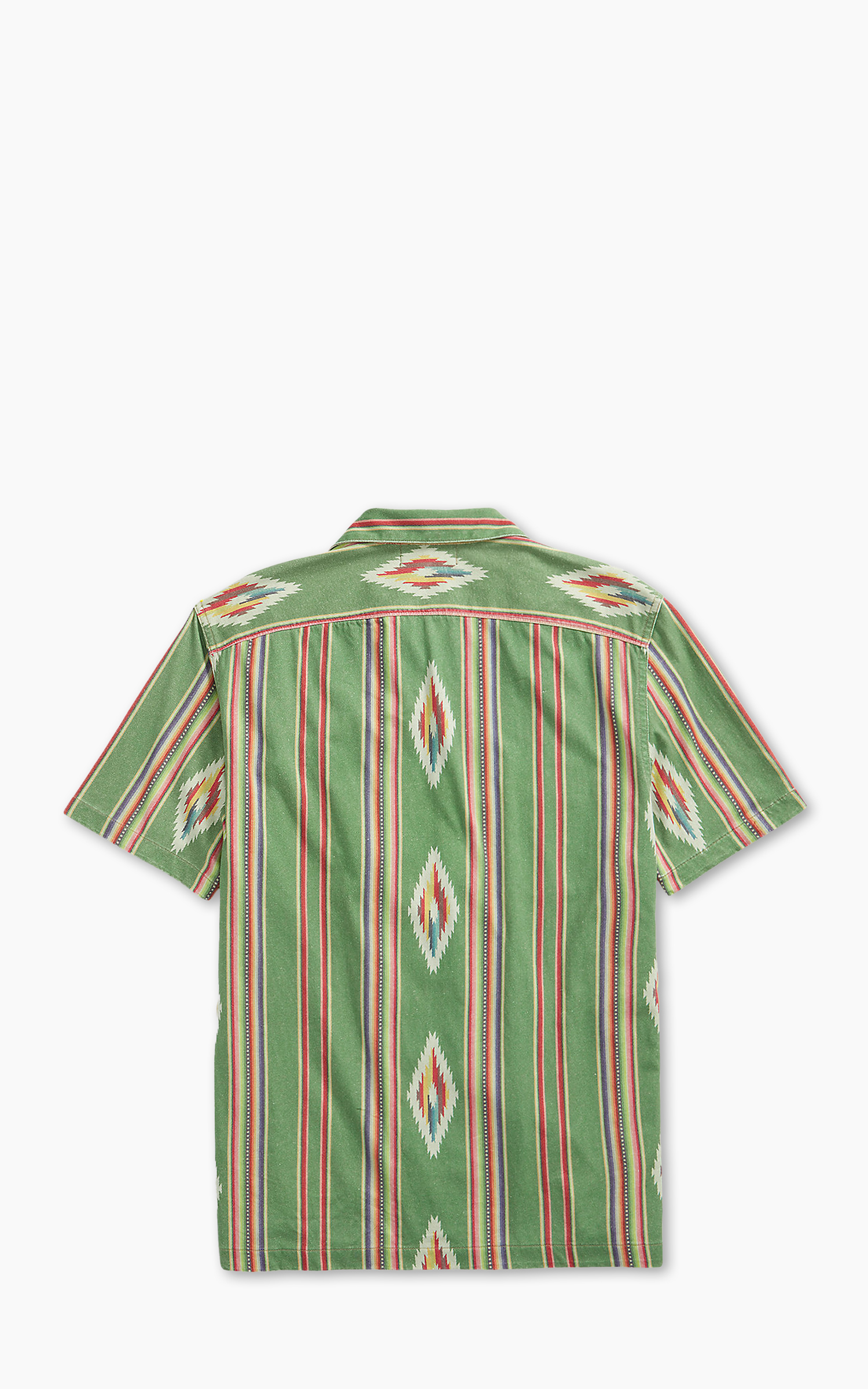 RRL Camp Shirt Print Jersey Green/Red/Cream Multi | Cultizm