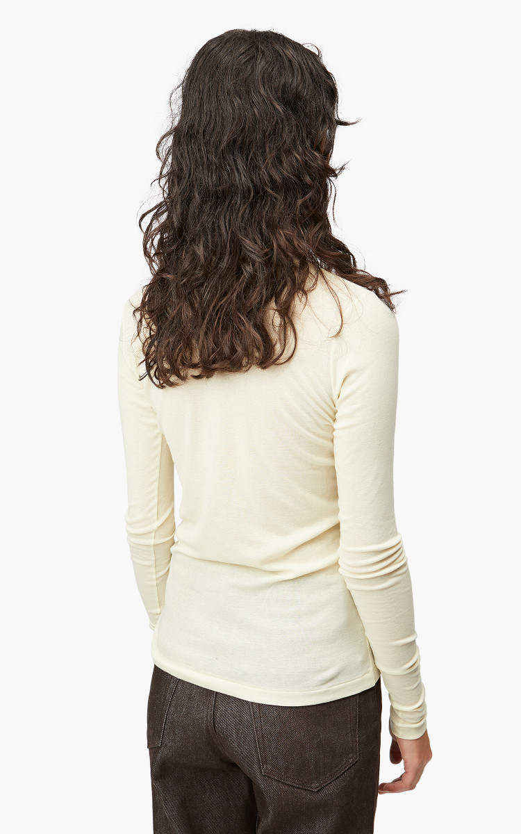 Auralee W High Gauge Sheer Rib Turtle Neck L/S Tee Light