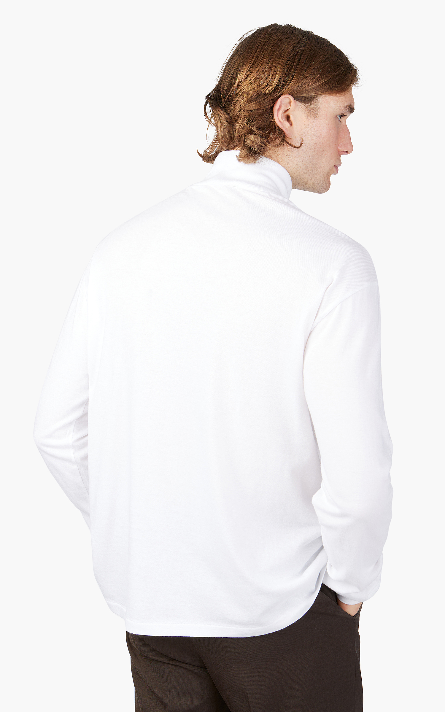 Auralee Seamless Hi Neck L/S Tee White | Cultizm