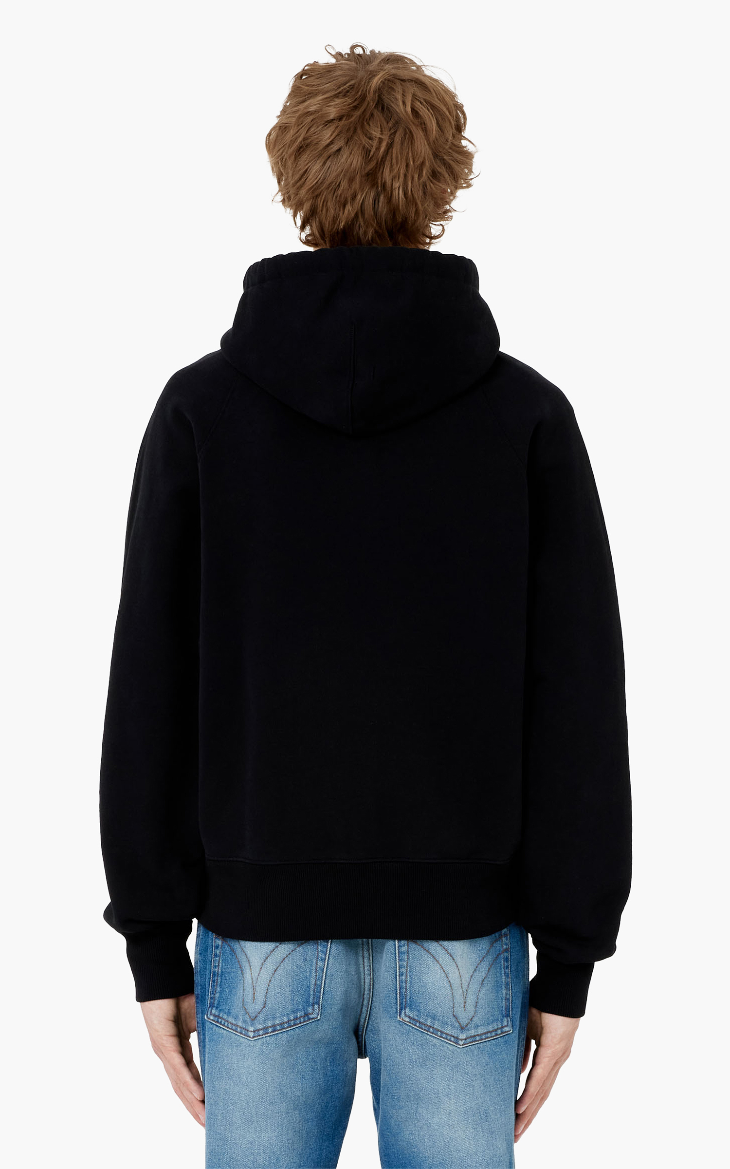AMI Paris Tonal Zipped ADC Hoodie Black/Red | Cultizm AMI Paris Tonal Zipped ADC Hoodie Black/Red | Cultizm