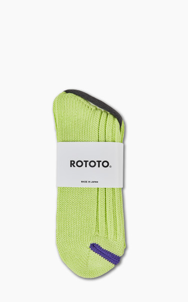 RoToTo R1398 Chunky Ribbed Crew Socks Lime/Purple