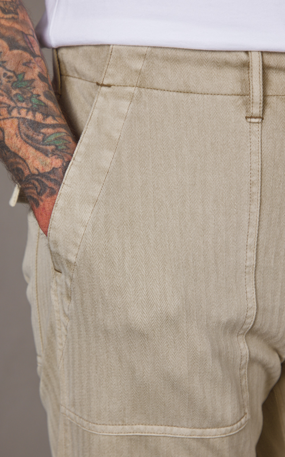 RRL Garment-Dyed Knit Herringbone Trouser Stone | Cultizm RRL Garment-Dyed Knit Herringbone Trouser Stone | Cultizm