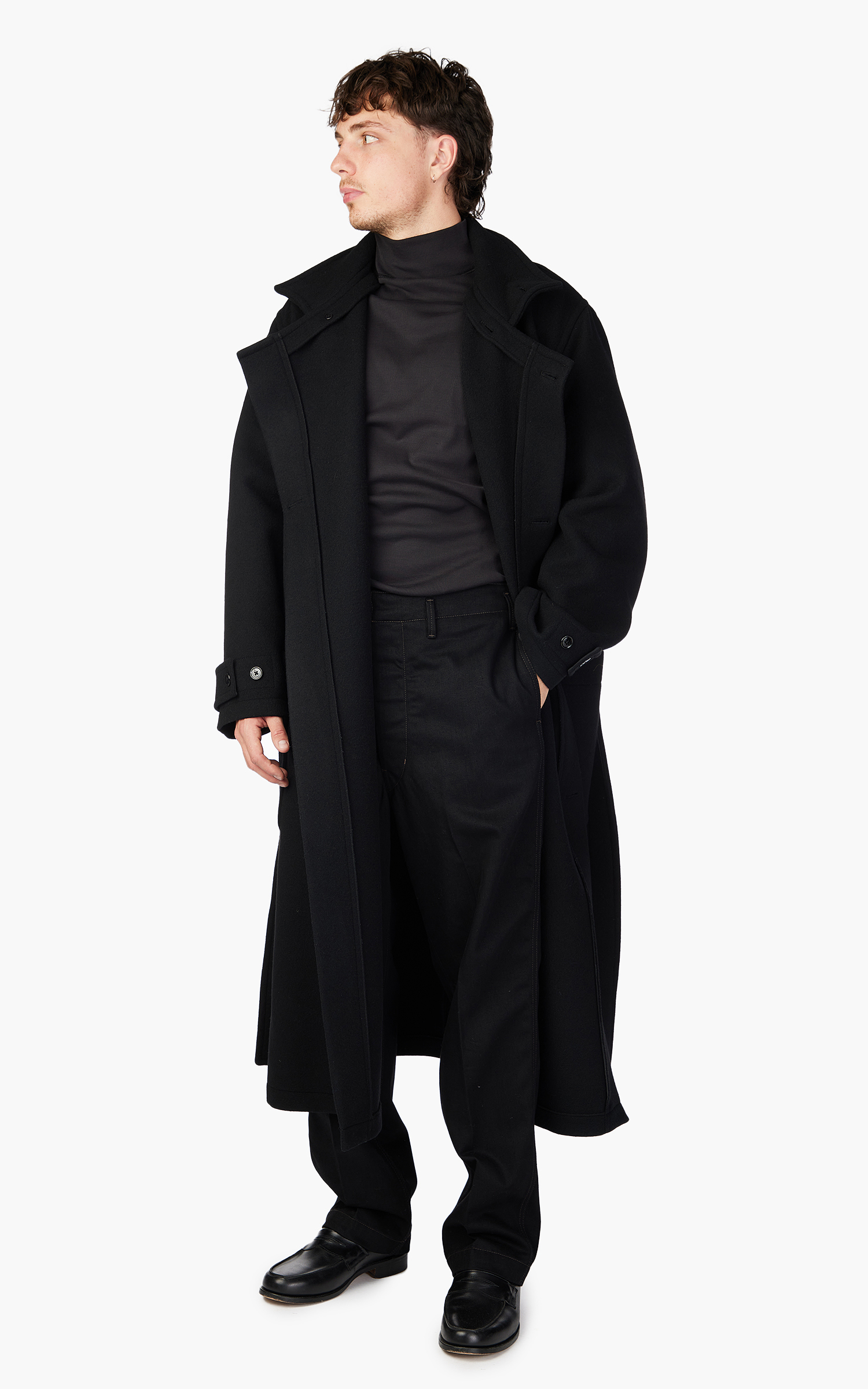 Lemaire Wrap Coat Wool Black | Cultizm