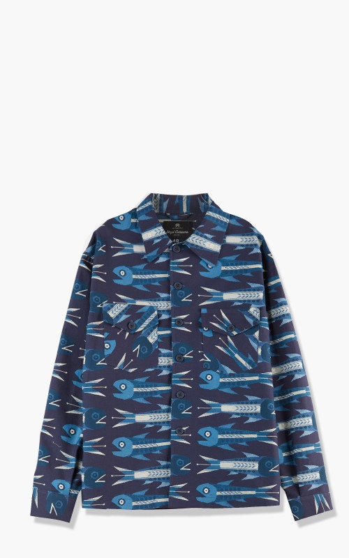 Nigel Cabourn S-51 Over Shirt W/ Cape Blue Fish NC-S-51-Blue-Fish