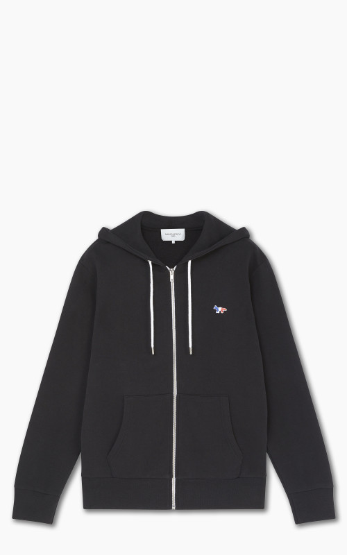 Maison Kitsuné Tricolor Fox Patch Zip Hoodie Black