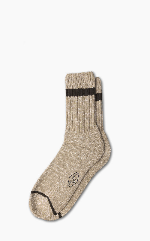 Nudie Jeans Men Slub Stripe Socks Beigemelange