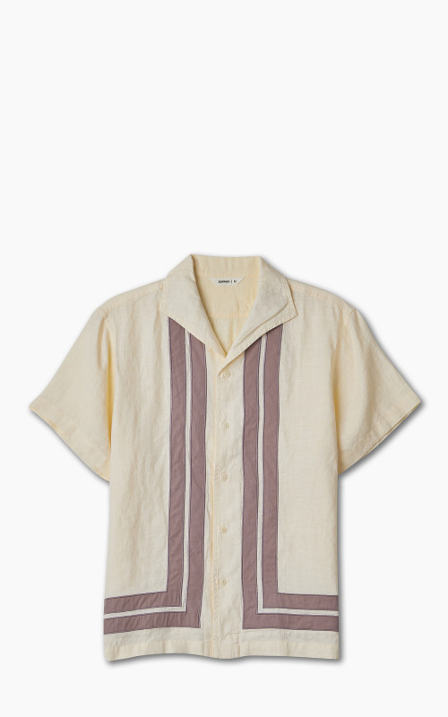 3sixteen Leisure Shirt Border Stripe Applique Natural/Mauve