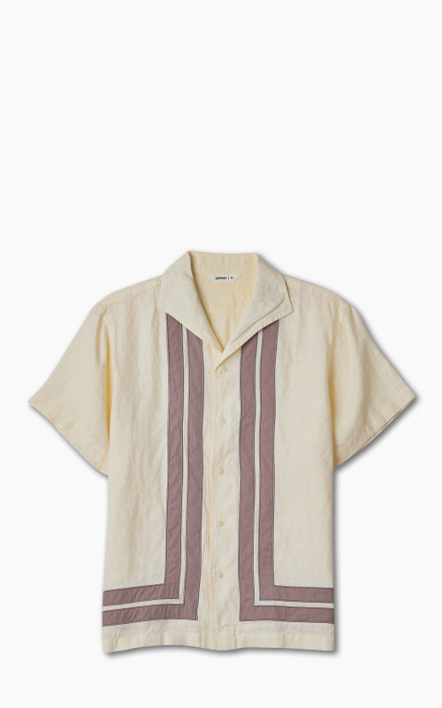 3sixteen Leisure Shirt Border Stripe Applique Natural/Mauve