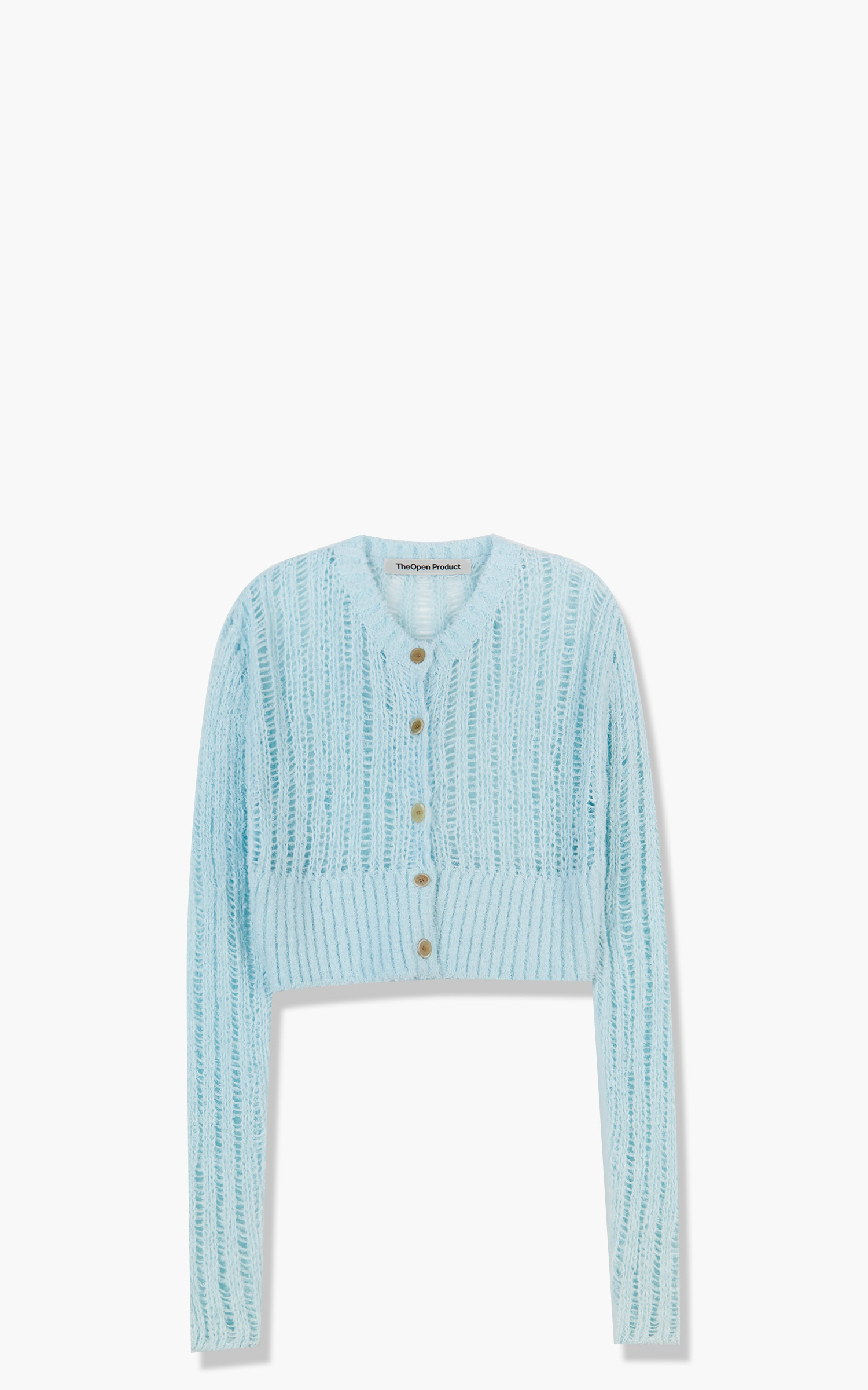 TheOpen Product Block Hem Open Knit Cardigan Sky Blue