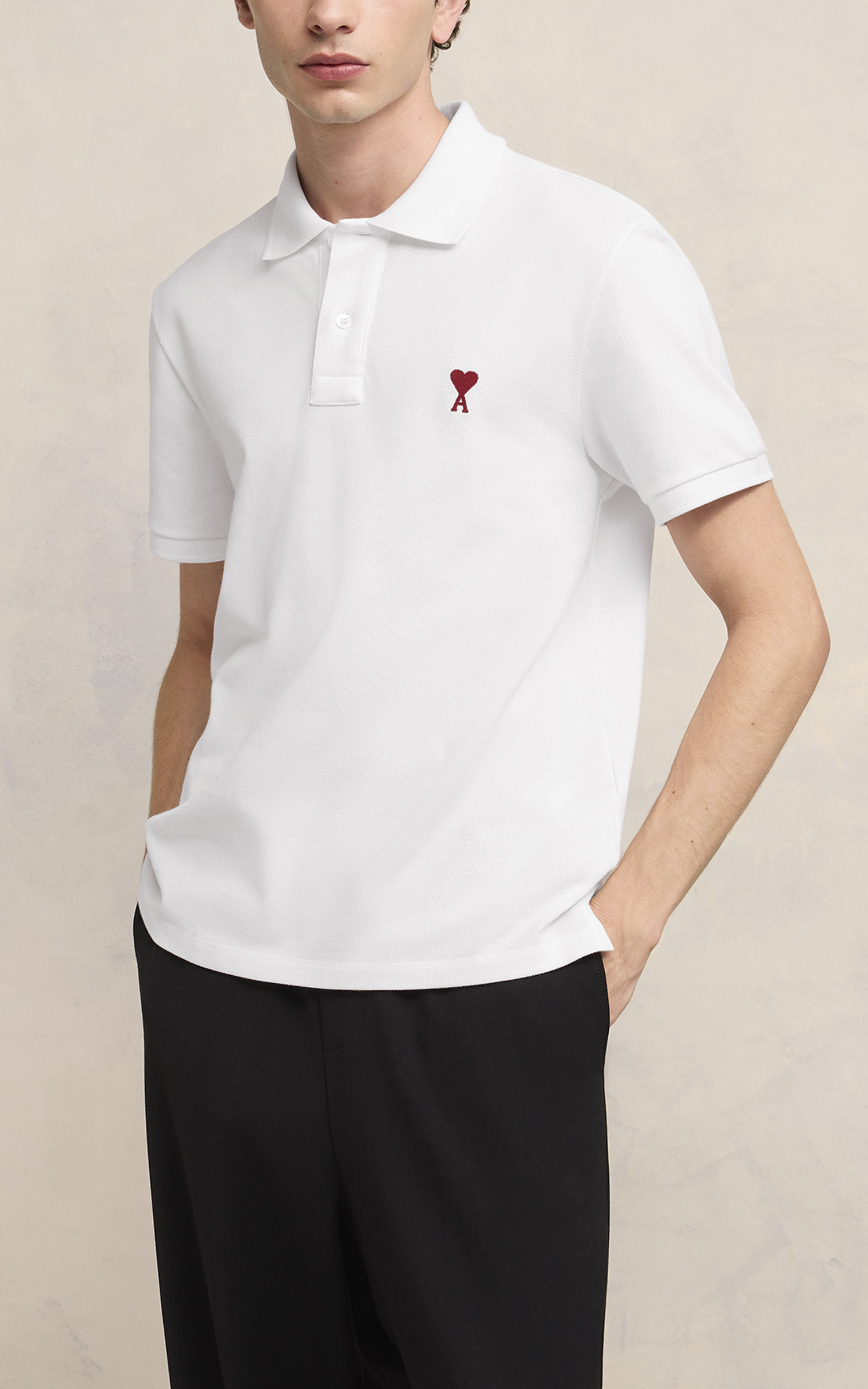 AMI Paris Ami De Coeur Polo Shirt White | Cultizm