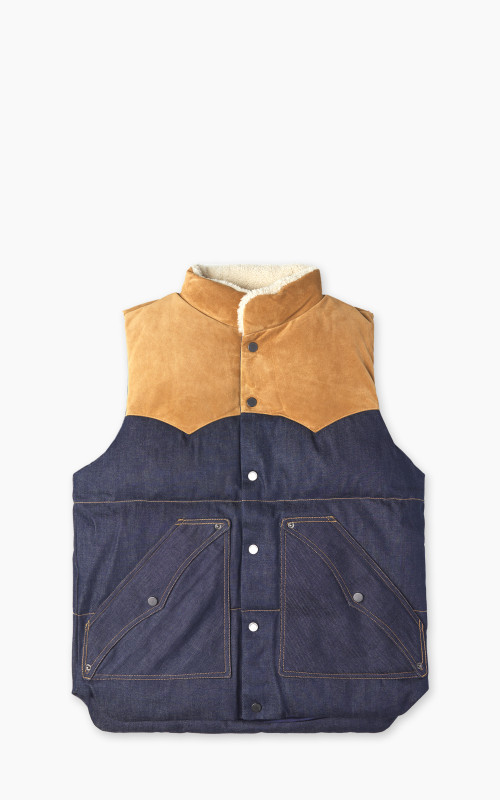 Tellason x Shangri-La Heritage Bivacco Down & Denim Vest Indigo/Gold