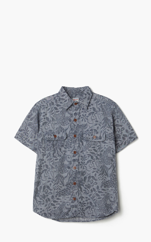 Momotaro Jeans 06-113 Flower Jacquard Shirt Indigo