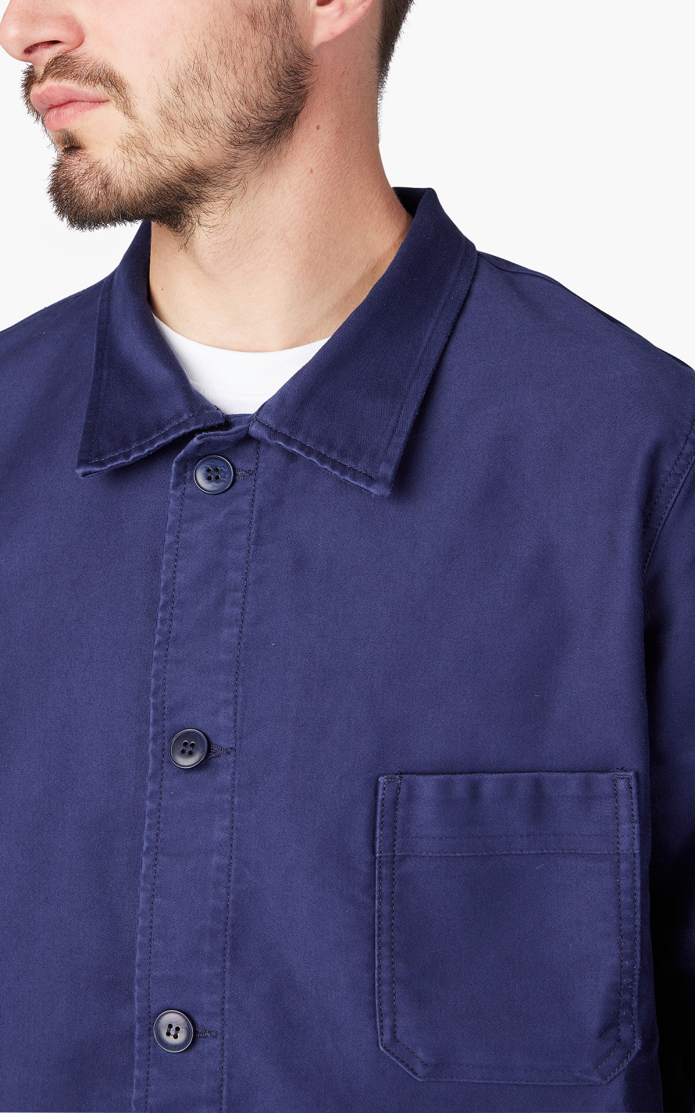 Le Mont St Michel Authentic Work Jacket Moleskin Blue | Cultizm
