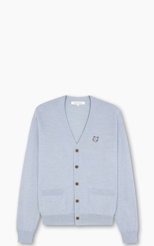 Maison Kitsuné Bold Fox Head Patch Regular Cardigan Light Blue