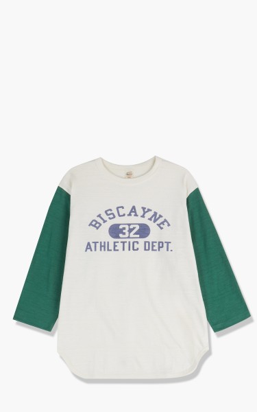Warehouse &amp; Co. 4800 Three Quarter Baseball T-Shirt Biscayne Cream/Green 4800-biscayne-cream-green