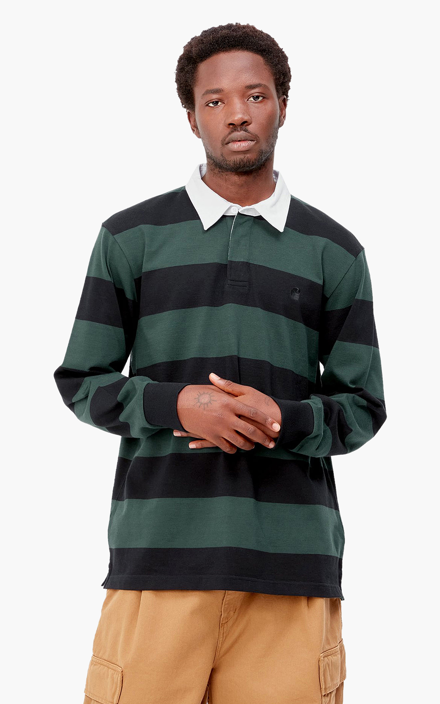 Carhartt WIP L/S Jagger Rugby Shirt Stripe Juniper | Cultizm