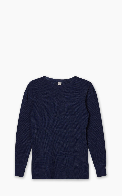 Warehouse & Co. Lot 5911 Waffle-Knit Crew Neck Long Sleeve T-Shirt Indigo