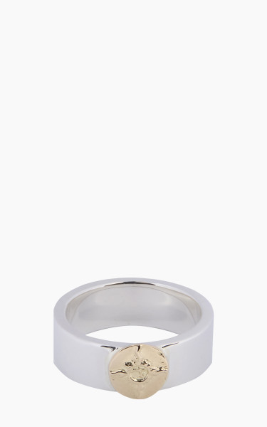 First Arrow&#039;s R-001 Flat Hammered Ring Silver With K18