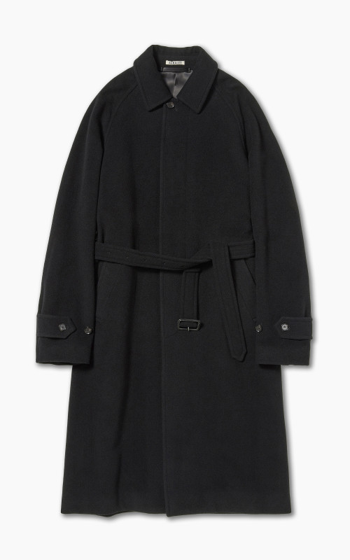 Auralee Cashmere Wool Mosser Soutien Collar Coat Black