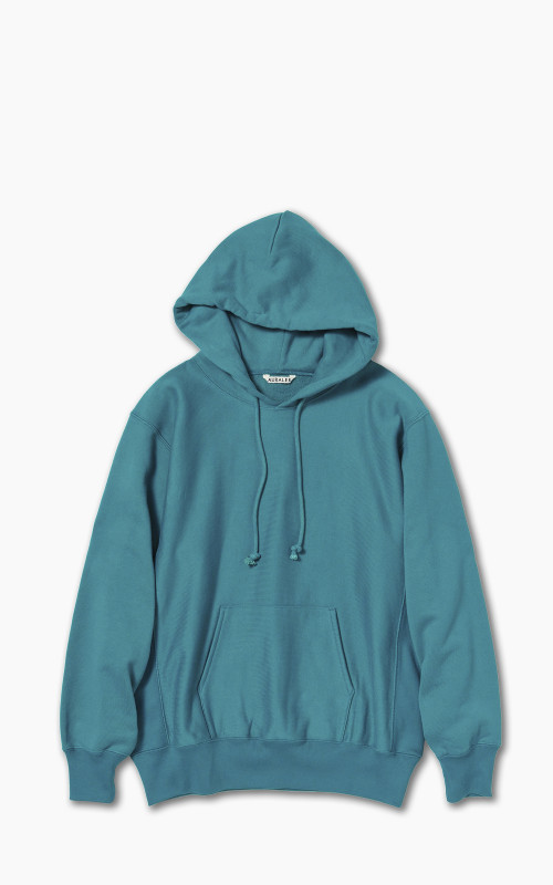 Auralee W High Count Heavy Sweat P/O Parka Teal Green