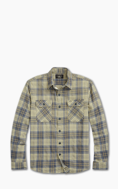 RRL Matlock Western Shirt Faded Blue/Yellow