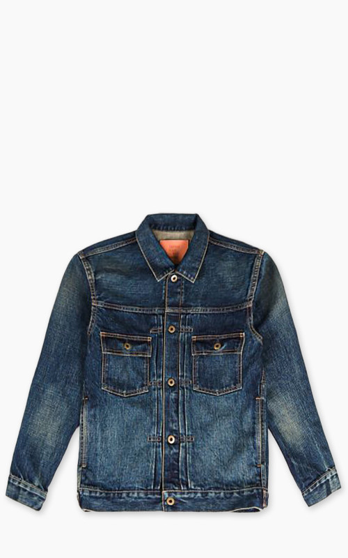 Japan Blue JBGJ1000 Type 2 Denim Jacket Dark Indigo Aging Wash 14.8oz