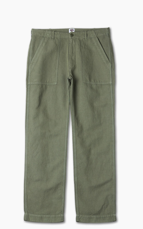 Tellason Fatigue Pant Straight Cotton Linen Slub Moss