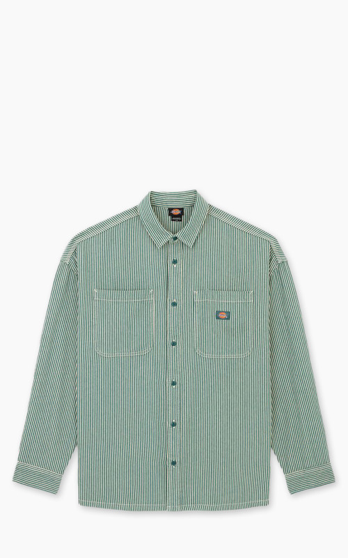 Dickies Hickory Stripe Long Sleeve Shirt Lincoln Green