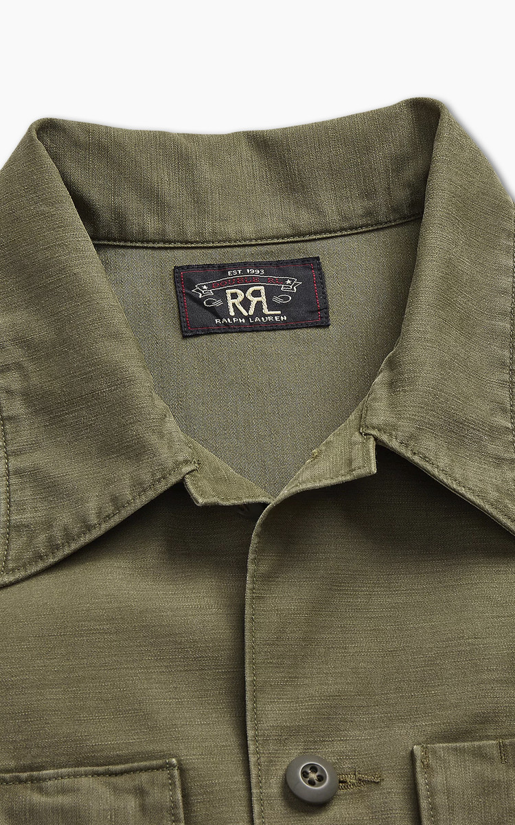 RRL Reverse Sateen Overshirt Olive | Cultizm