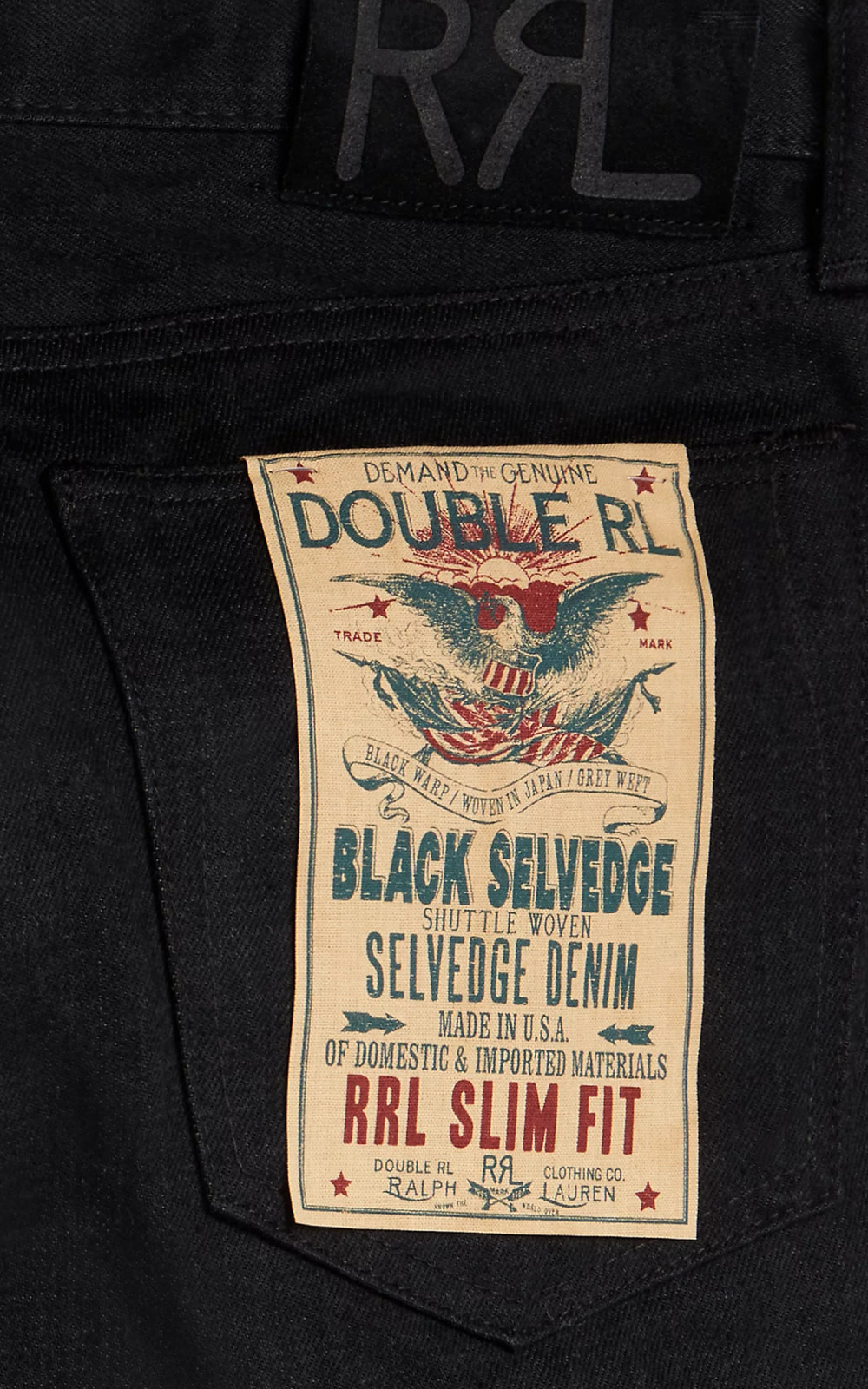 RRL Slim Fit Selvedge Jean Black | Cultizm