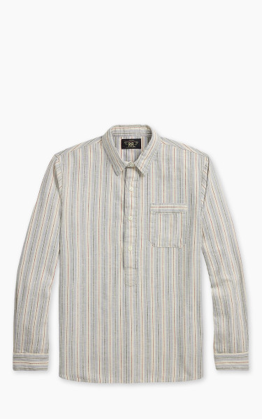 RRL Striped Twill Popover Shirt Periwinkle Multi
