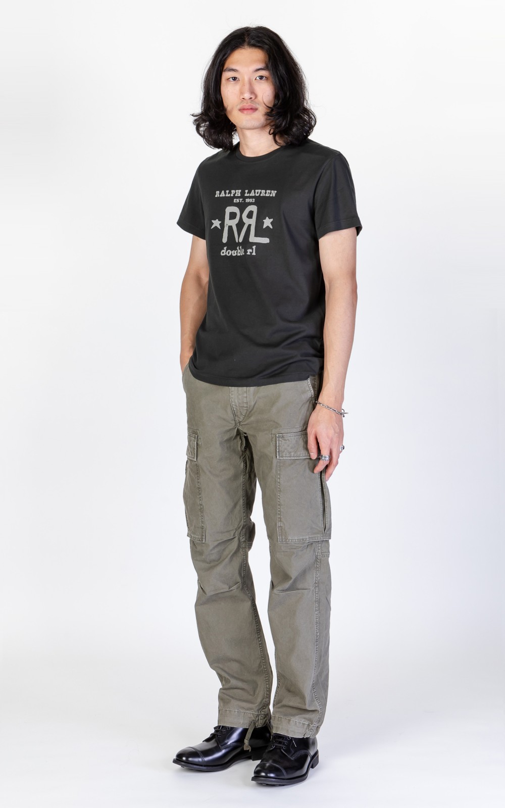 RRL Logo Crewneck T-Shirt Faded Black | Cultizm