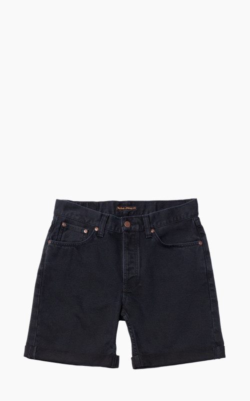 Nudie Jeans Josh Denim Shorts Aged Black