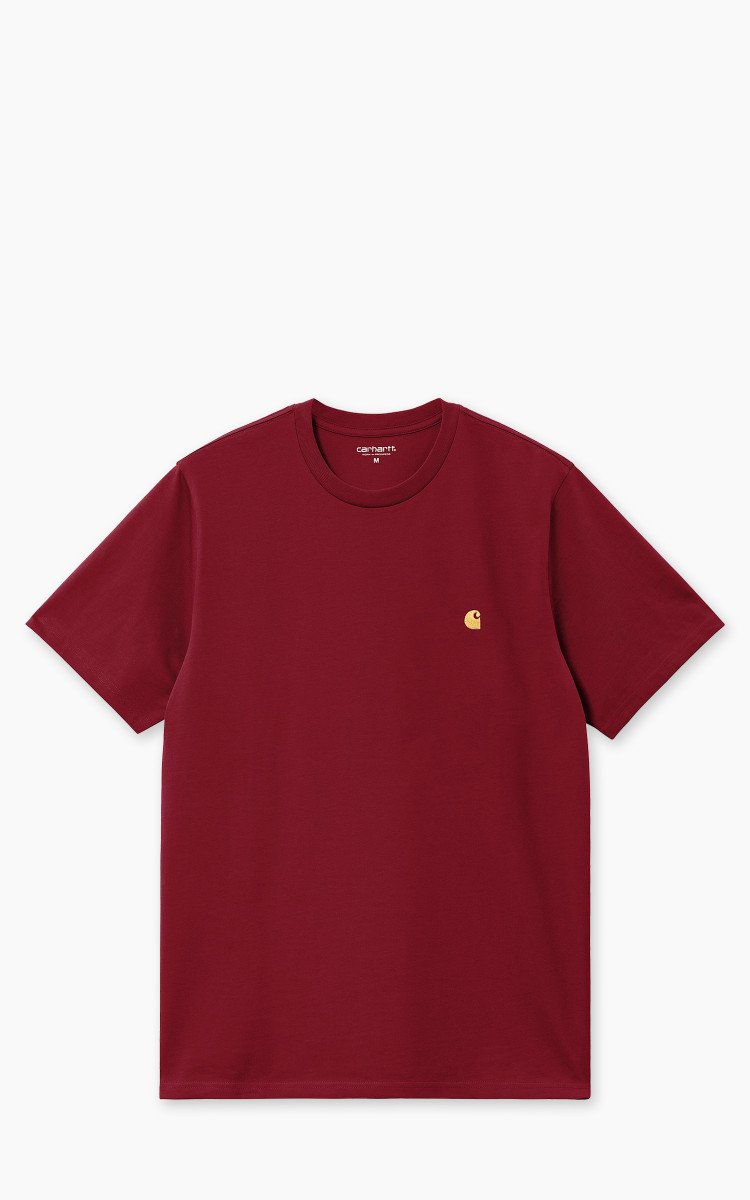Tシャツ・カットソー CARHARTT WIP RED COTTON CHASE T-SHIRT Carhartt WIP S/S Chase T-Shirt Scarlet/Gold | Cultizm