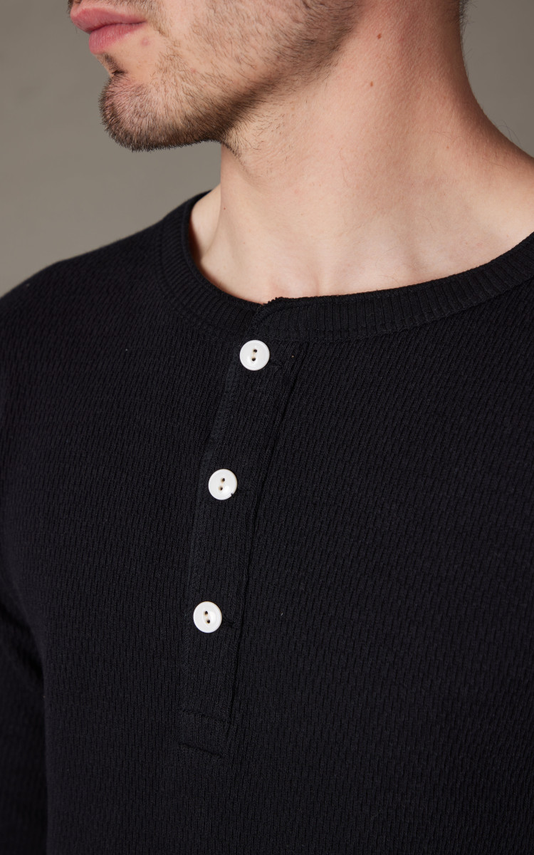 Warehouse Henley Neck T-Shirt Navy Cotton Size S Used From Japan | eBay