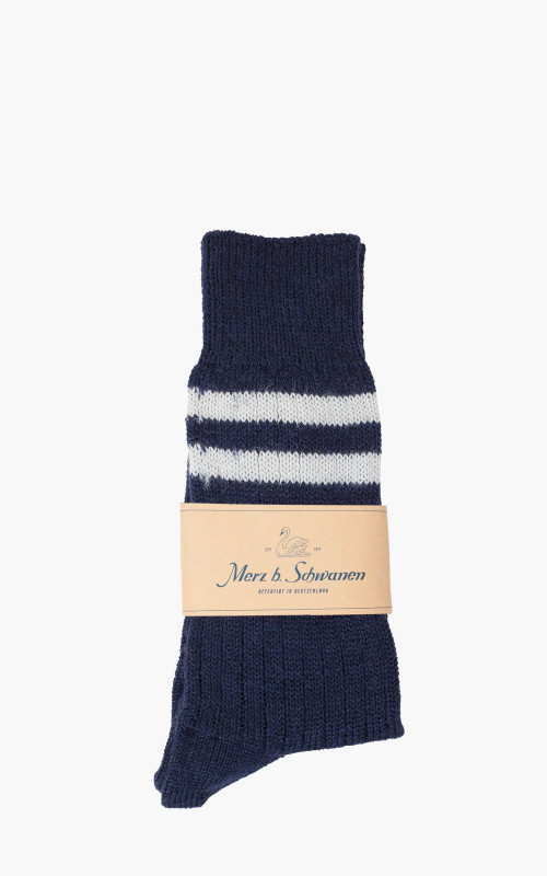 Merz b. Schwanen S75 Retro Sport Socks Nature/Navy