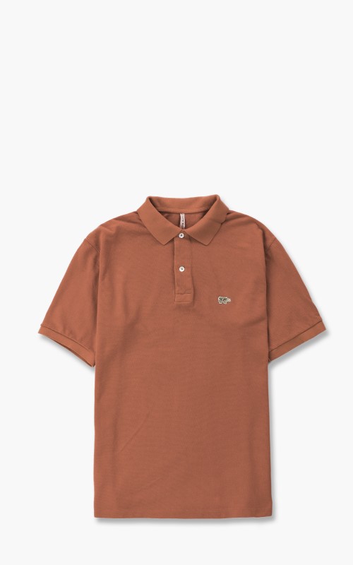 Scye Garment Dyed Cotton Pique Polo Shirt Terracotta