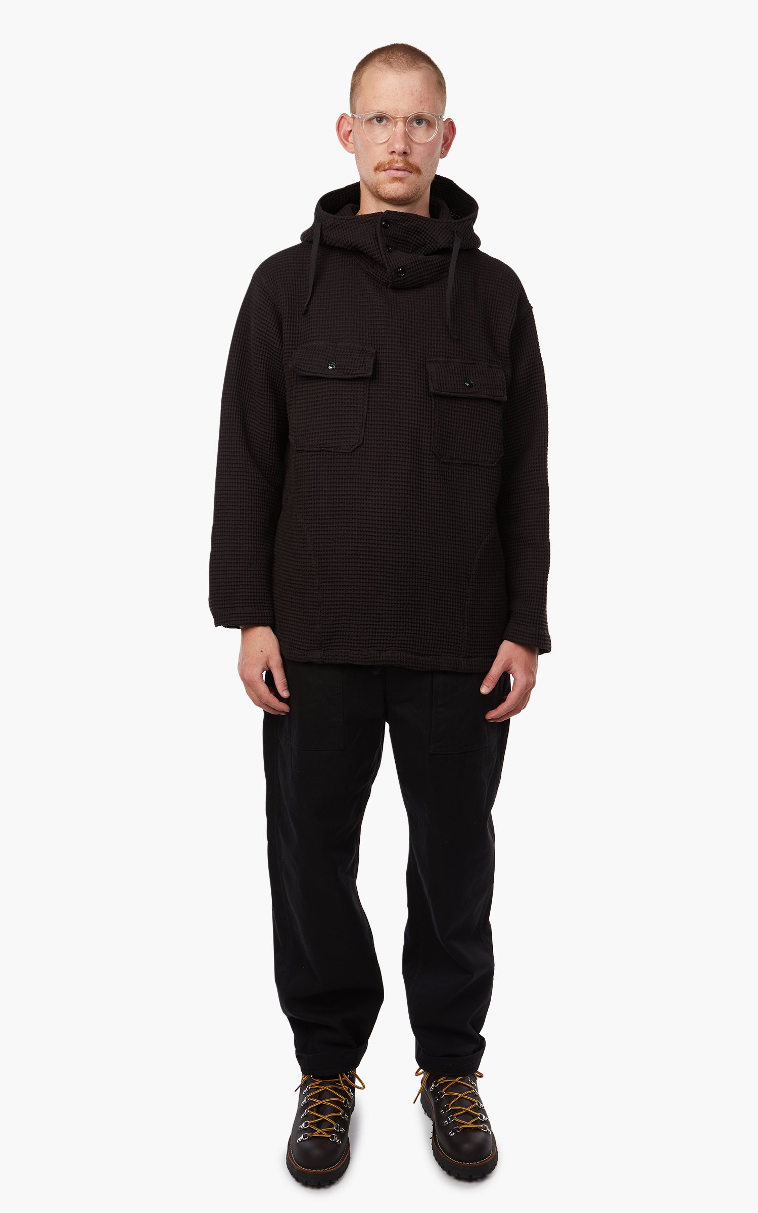 Engineered Garments Cagoule Shirt Black Cotton Waffle | Cultizm