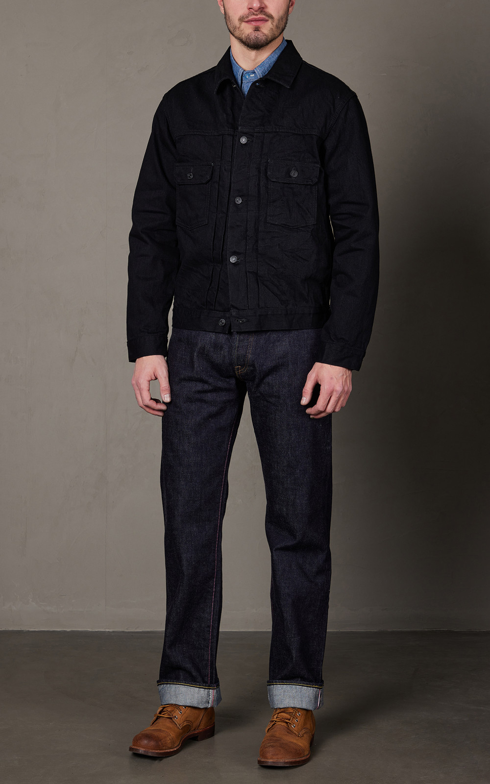 MONOTARD JEANS 黒デニムジャケット　ダブルポケットMXGJ1108 桃太郎ジーンズ ジャケット アウター デニム セカンドタイプ