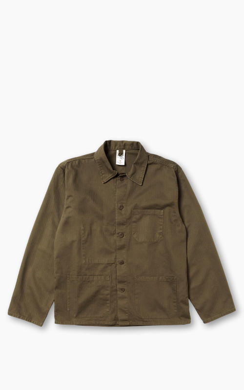 Nudie Jeans Buddy Herringbone Chore Jacket Olive