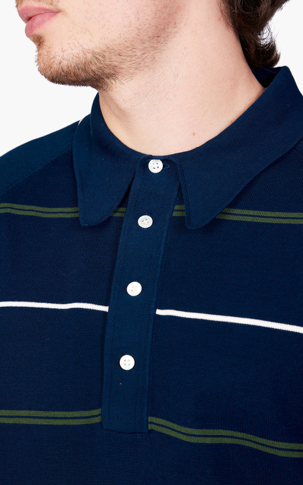Beams Plus Raglan Sleeve Knit Polo Shirt Navy | Cultizm Beams Plus Raglan Sleeve Knit Polo Shirt Navy | Cultizm