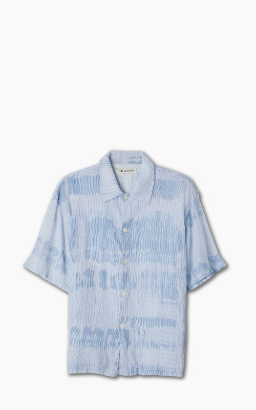 Our Legacy Box Shirt Shortsleeve Blue Brush Stroke Print